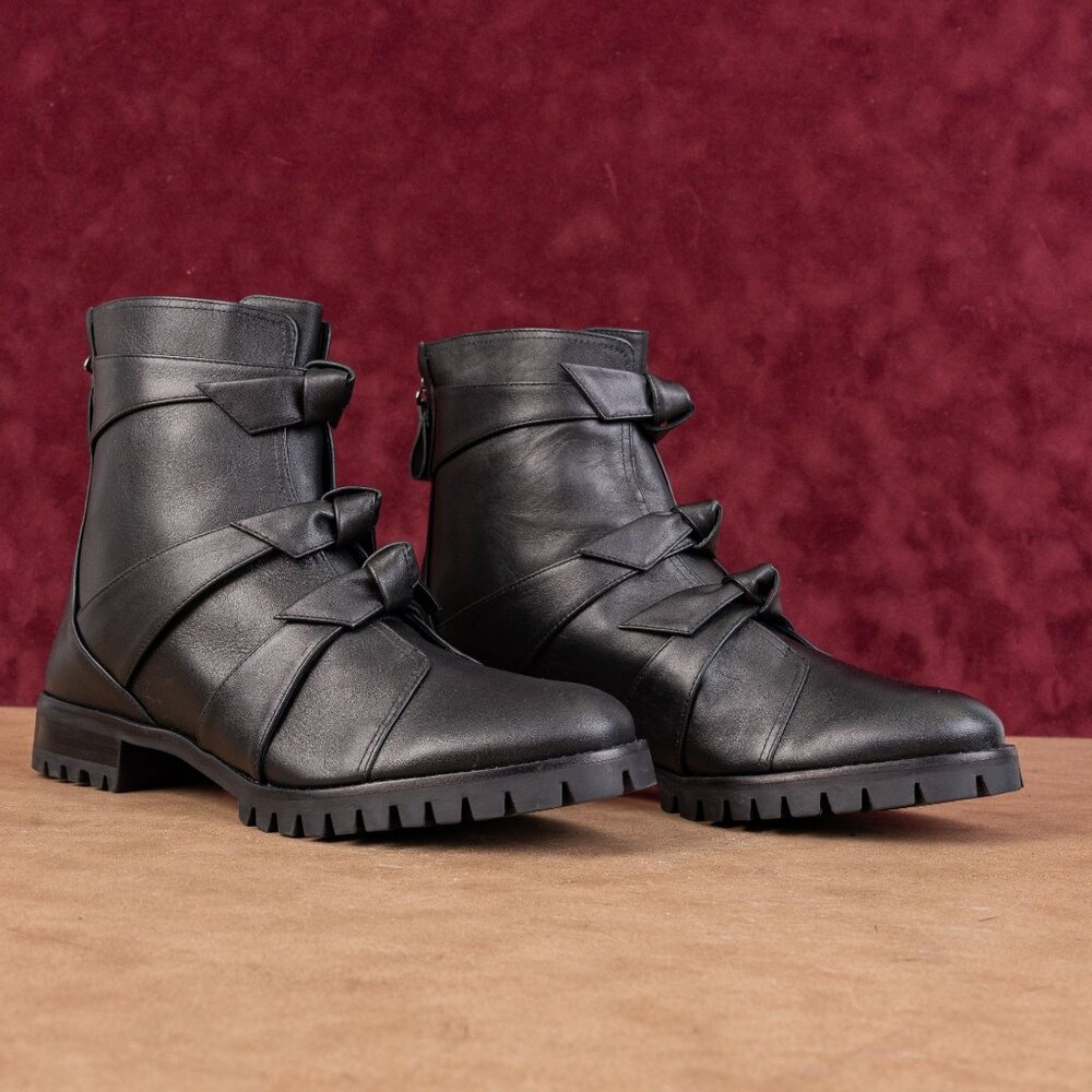 Alexandre Birman Wmn Lolita Black Leather Waterproof Combat Boots 8.5US EUR39